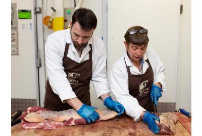 Sarah Hall and Mike Jones in the Butchery